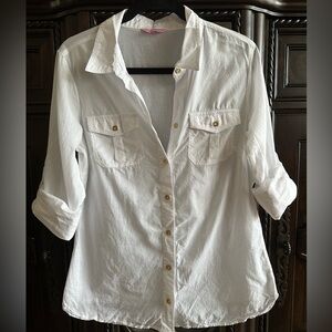 Lilly Pulitzer White Button Down Top Size M